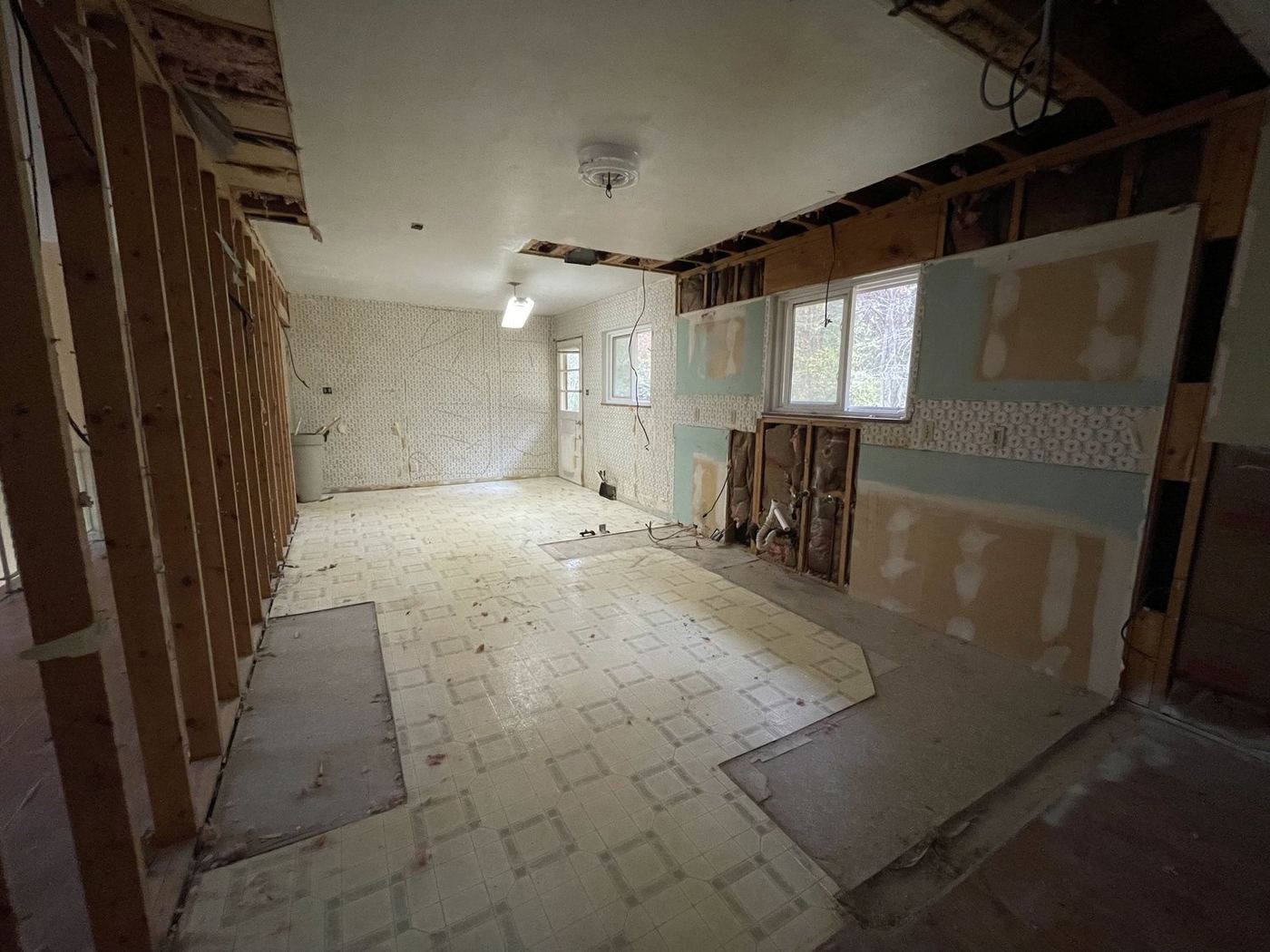 Kitchen demolition stripped to the framing, Oak Ridge